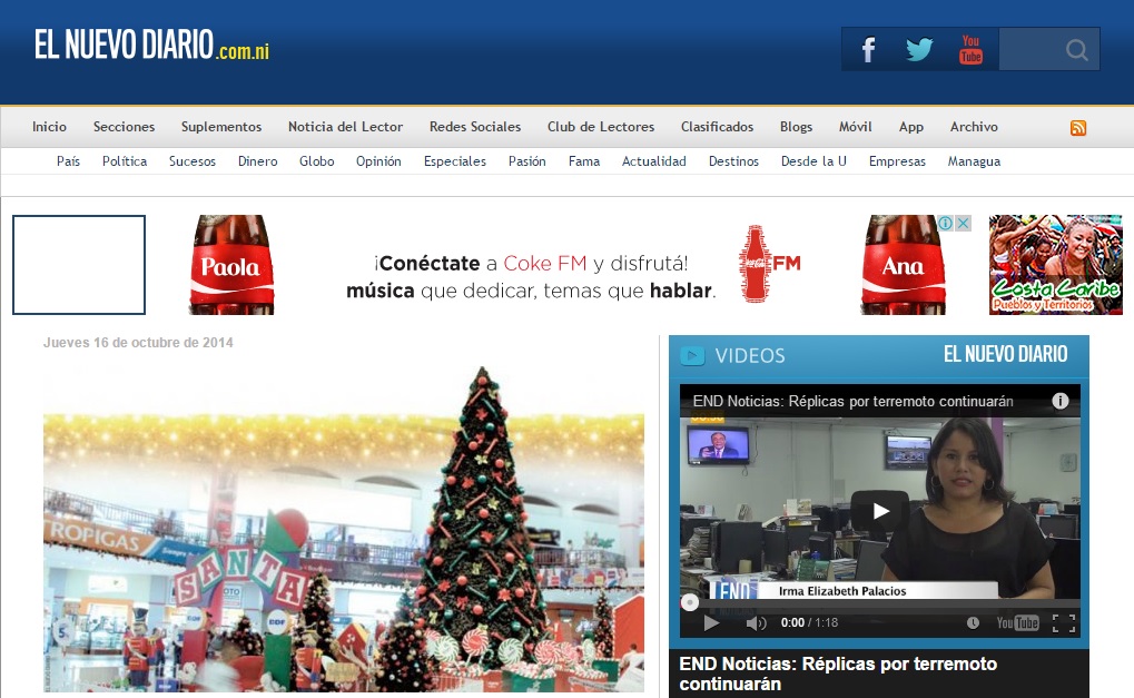 El Nuevo Diario el Sitio web mas Visitado en Nicaragua