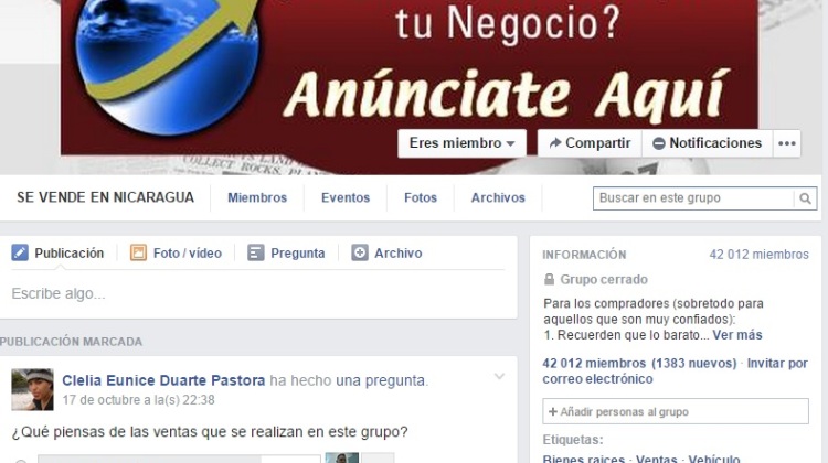Grupo mas Grande de Ventas en Facebook Nicaragua
